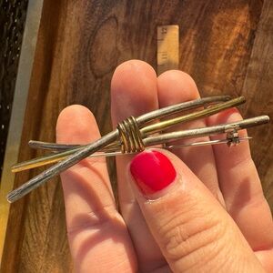 925 Sterling Silver - Vintage Two Tone Modernist Tubes Design Brooch Pin